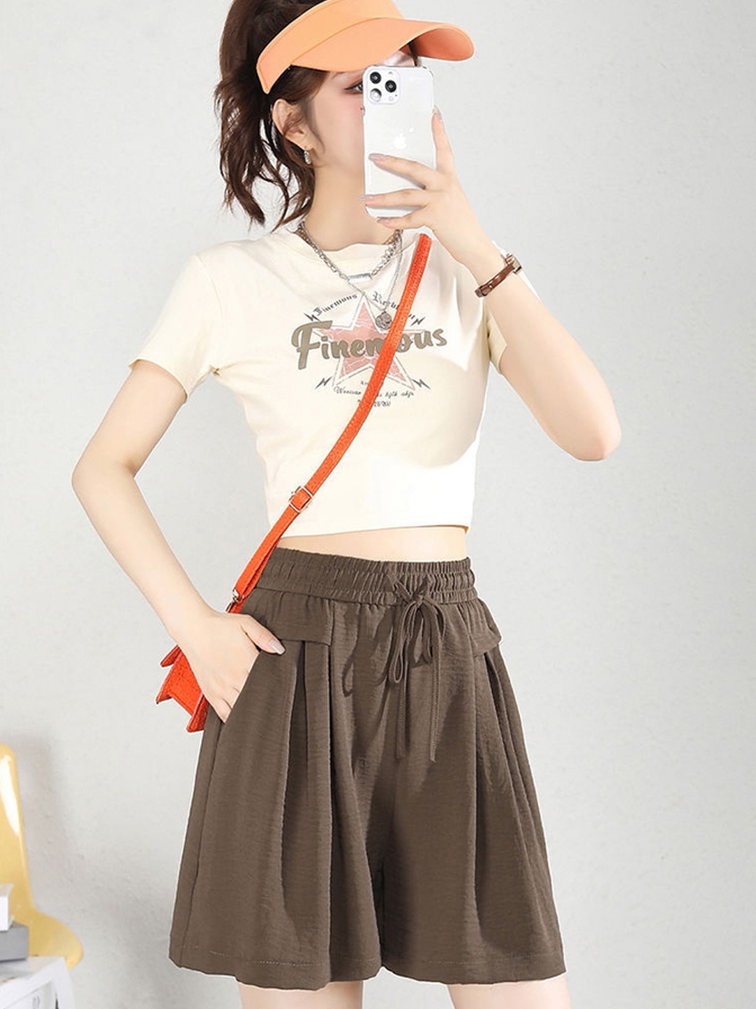 

LULU & SKY Women High-Rise Shorts, Brown