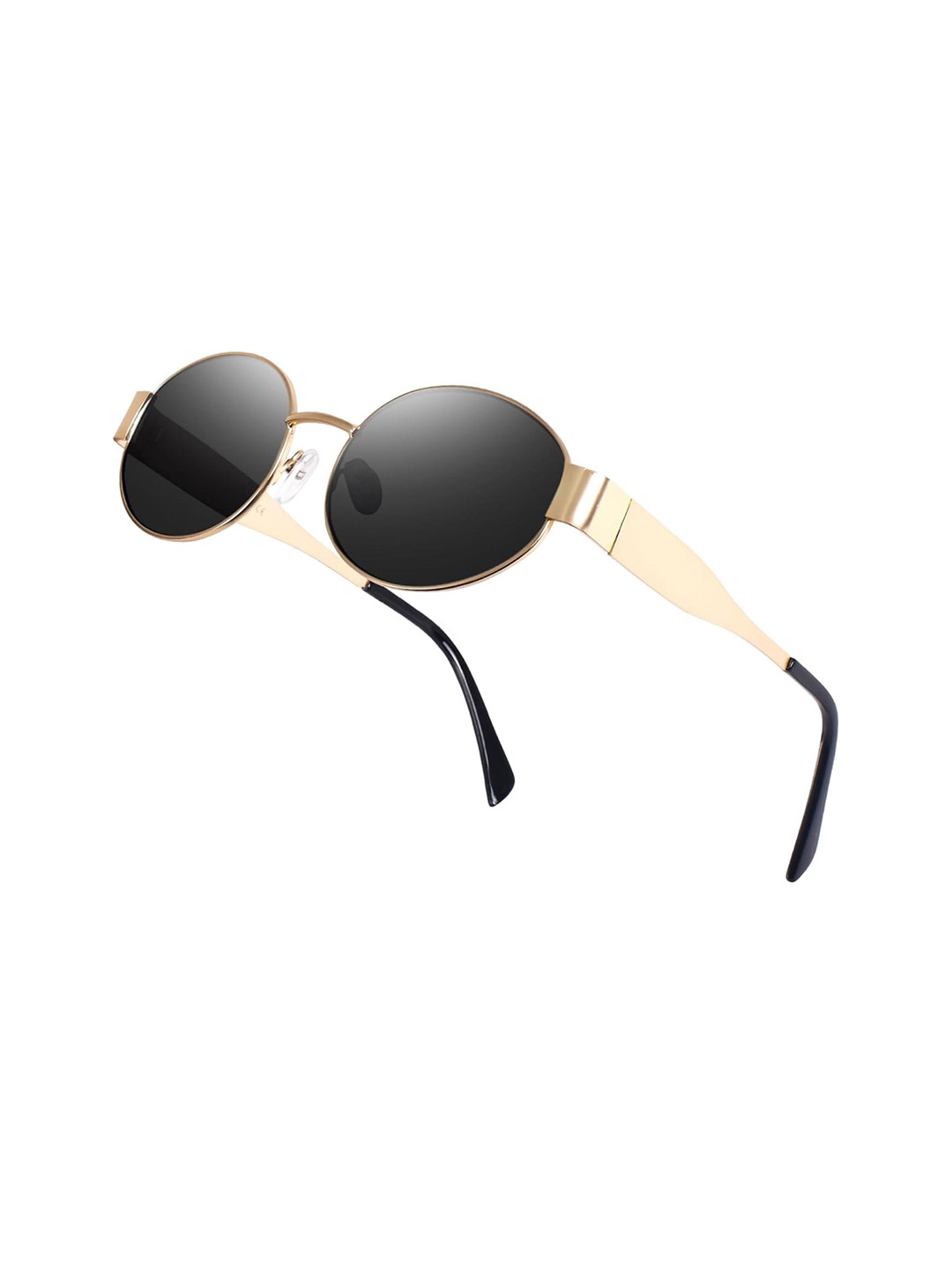 

FUNGLASSES Unisex Oval Sunglasses with UV Protected Lens, Black