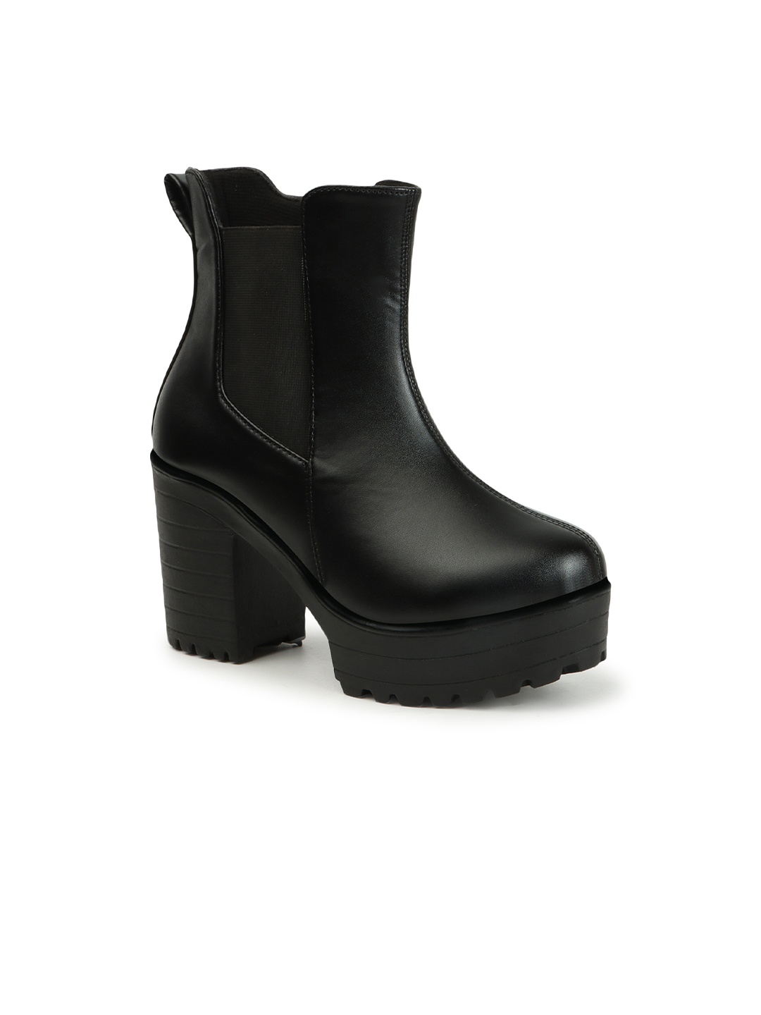 

Kliev Paris Women High Heel Ankle Chelsea Boots With Side Zipper, Black