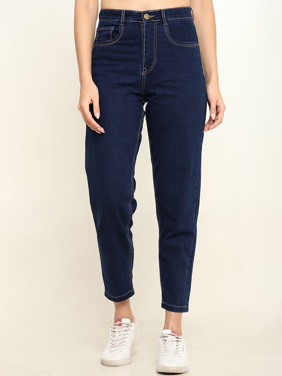 

zayla Women Comfort Relaxed Fit High-Rise Stretchable Jeans, Blue