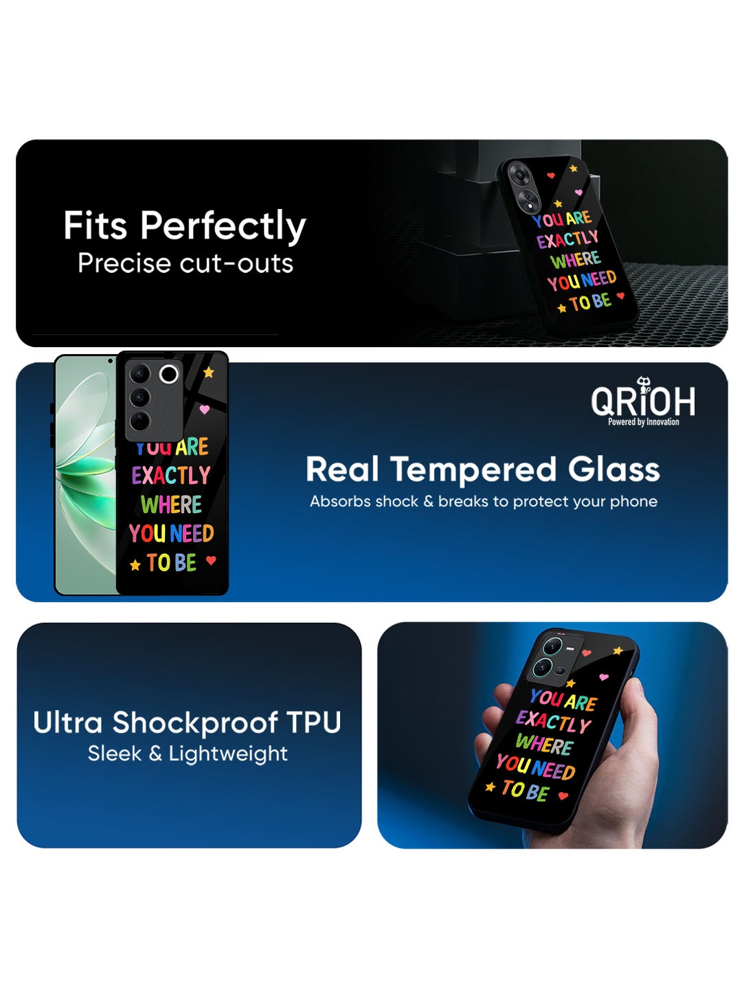 

QRIOH Typography Printed Vivo X200 5G Back Case Mobile Accessories, Blue