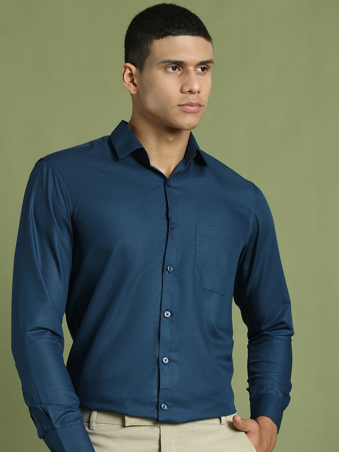 

Indian Needle Men Classic Opaque Formal Shirt, Teal