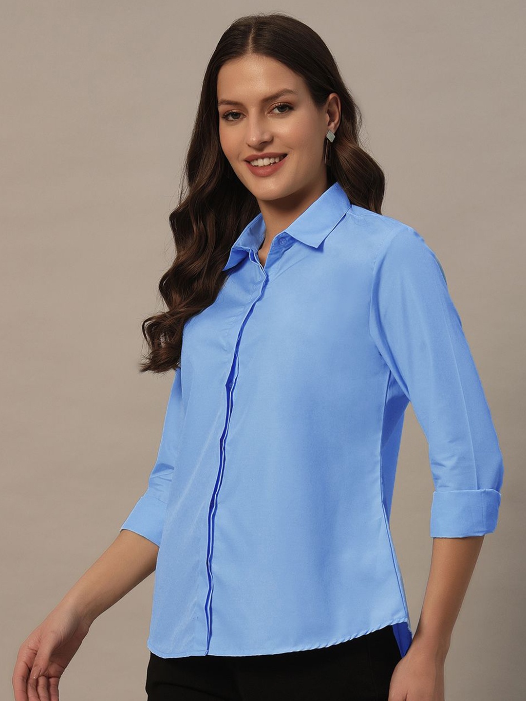 

BAESD Women Slim Fit Opaque Casual Shirt, Blue