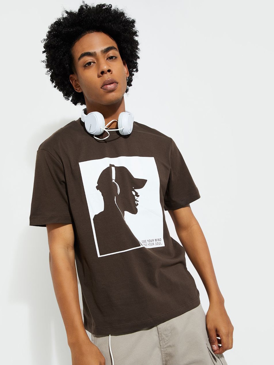 

max Men Printed Pockets T-shirt, Brown