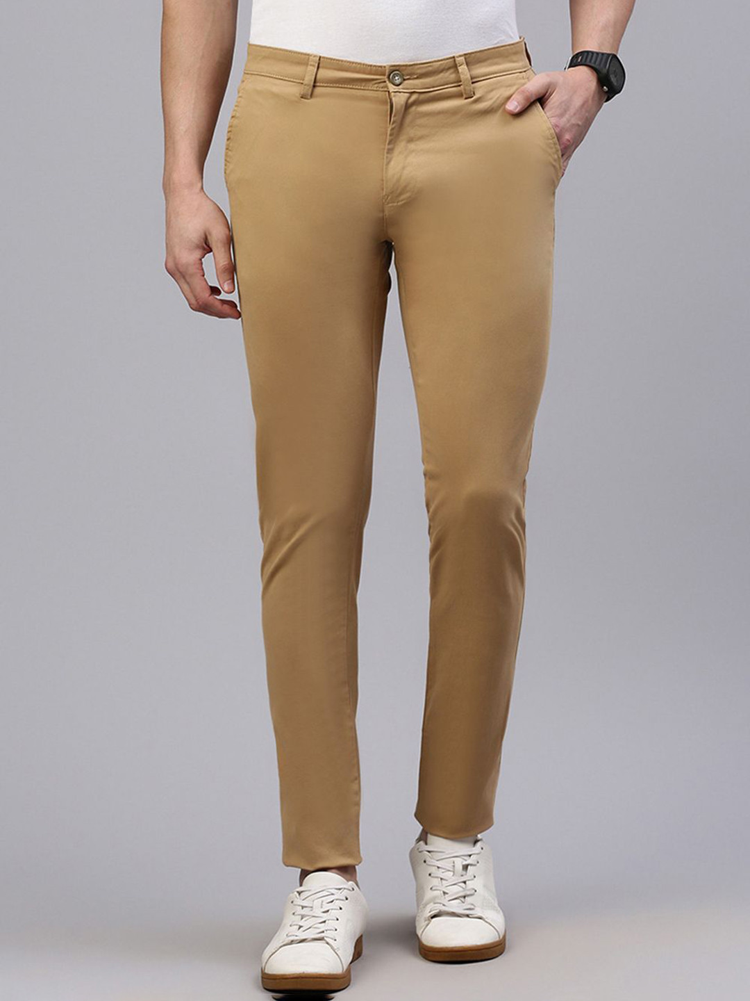 

Classic Polo Men Cotton Slim Fit Mid-Rise Trousers, Khaki