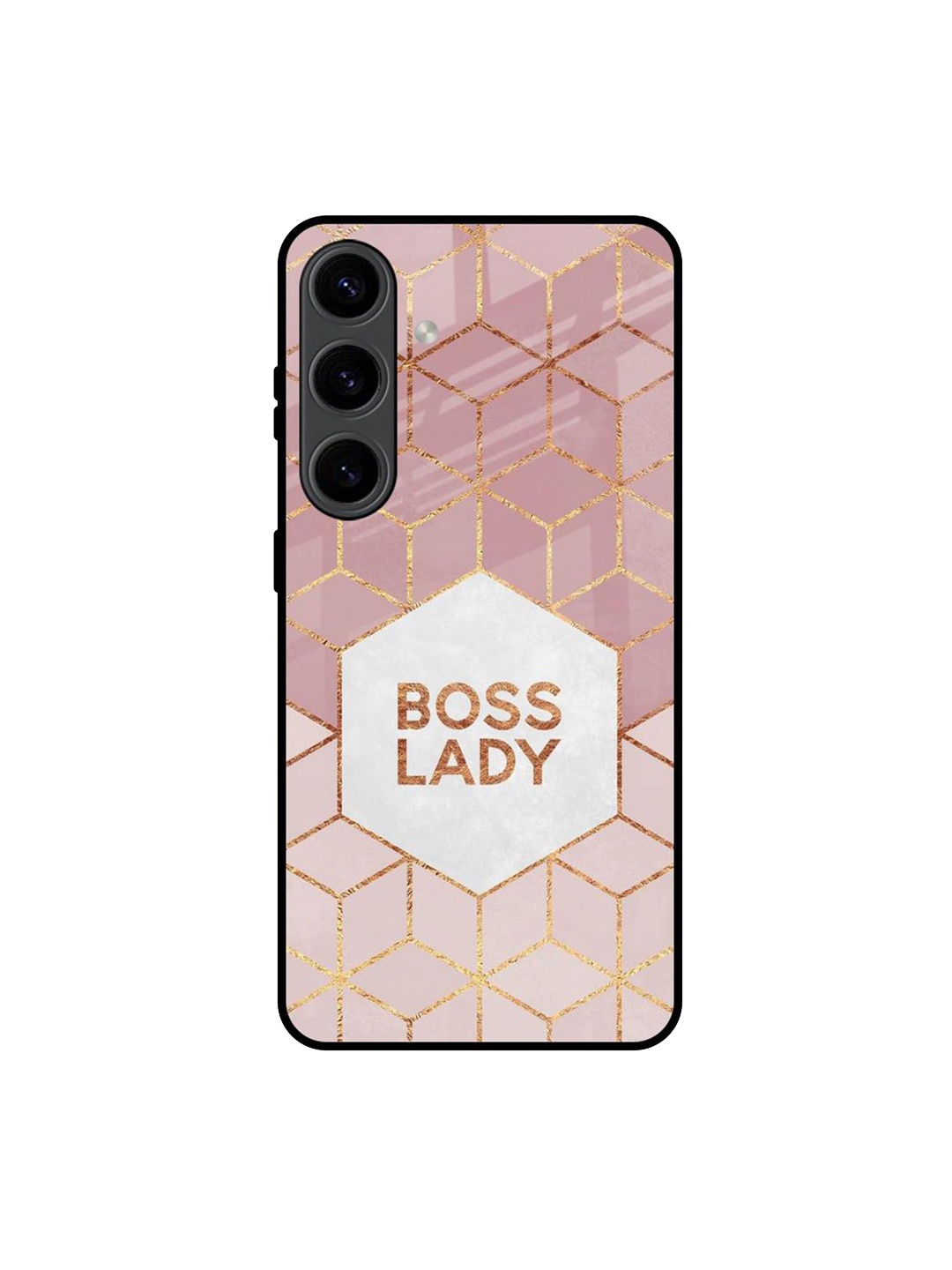 

QRIOH Geometric Printed Samsung Galaxy S24 5G Back Case Mobile Accessories, Pink