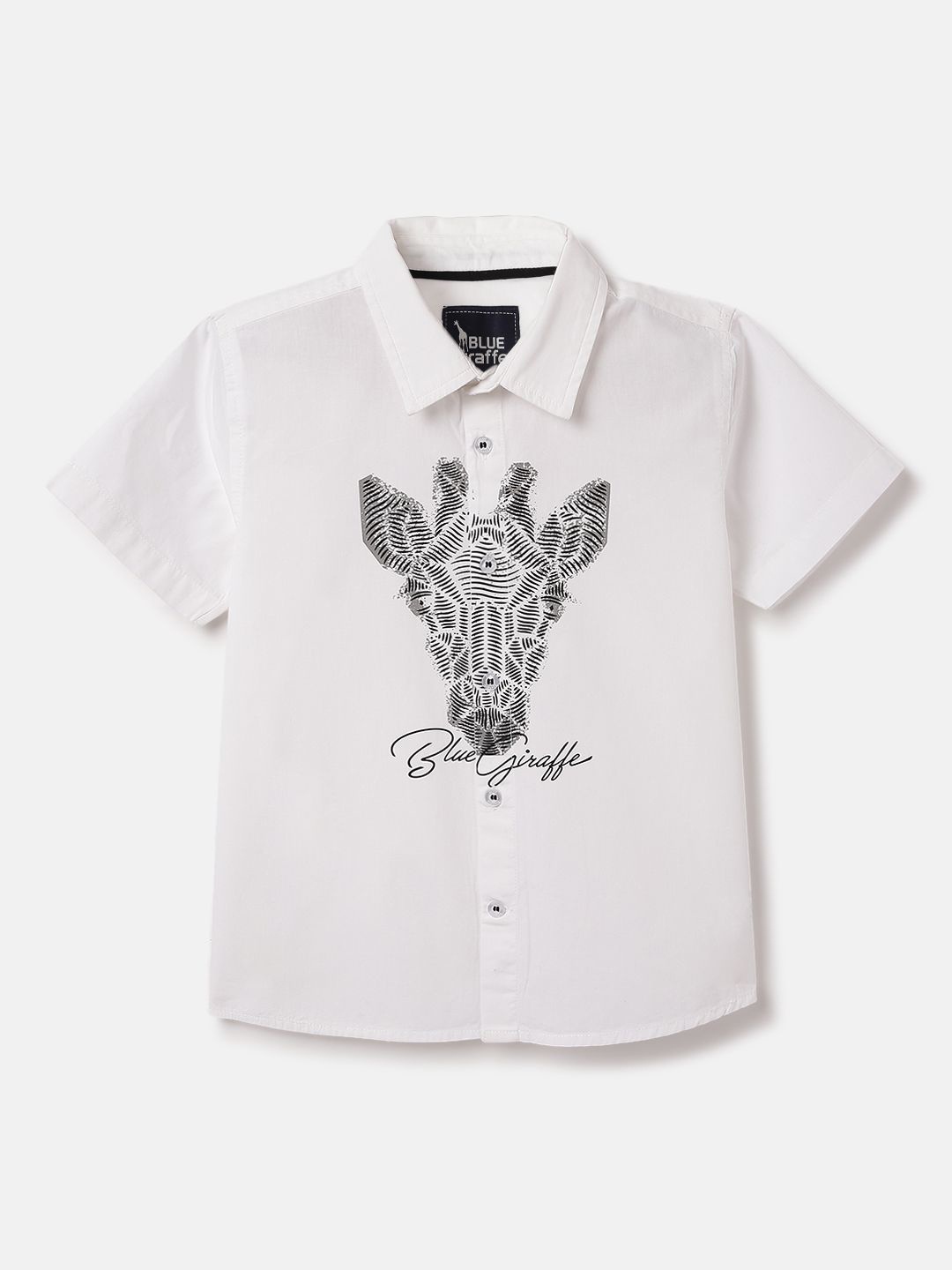 

Blue Giraffe Boys Opaque Printed Casual Shirt, White