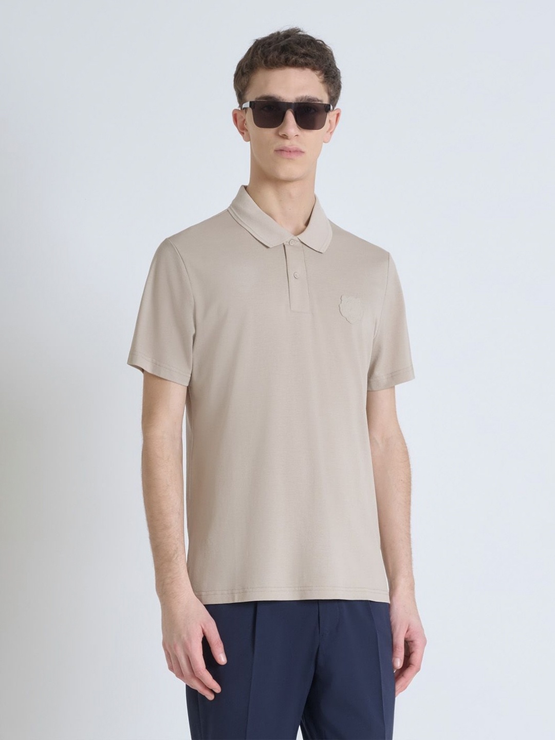 

Antony Morato Men Polo Collar Pure Cotton Pockets T-shirt, Beige