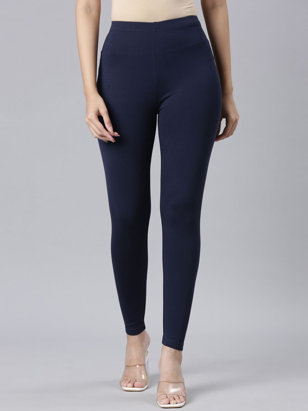 

Go Colors Women Mid-Rise Ankle-Length Leggings, Navy blue