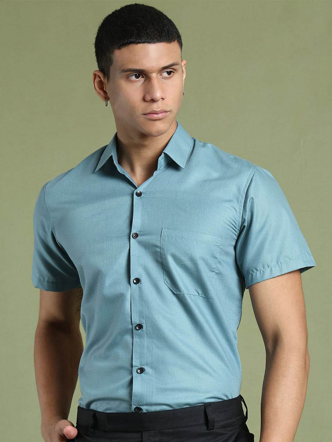 

Indian Needle Men Classic Opaque Formal Shirt, Blue