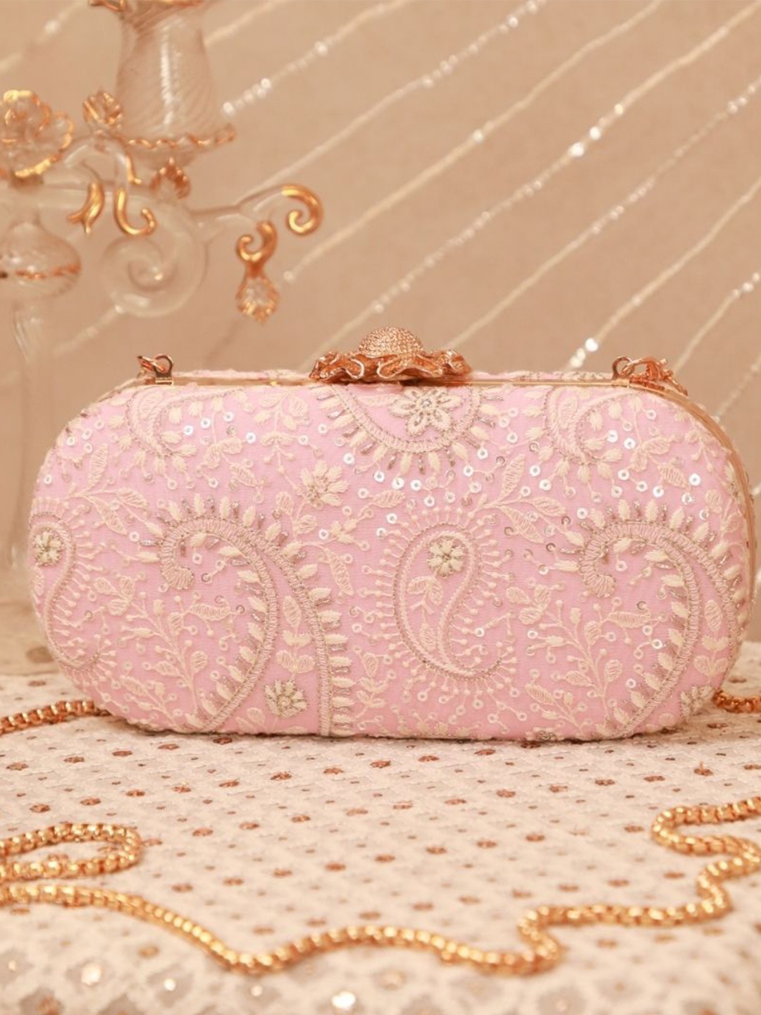 

AMYRA Structured Handheld Bag with Quilted, Pink