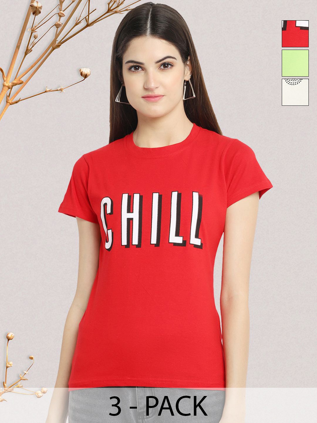 

GLOBAL NOMAD Women Typography 3 Printed Applique T-shirt, Multi