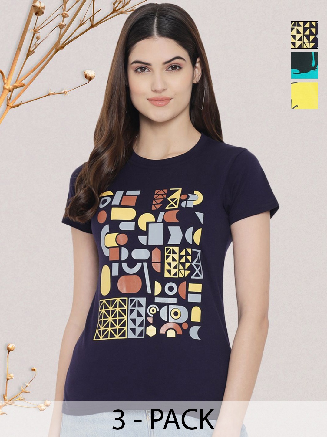 

GLOBAL NOMAD Women Typography 3 Printed Applique T-shirt, Multi