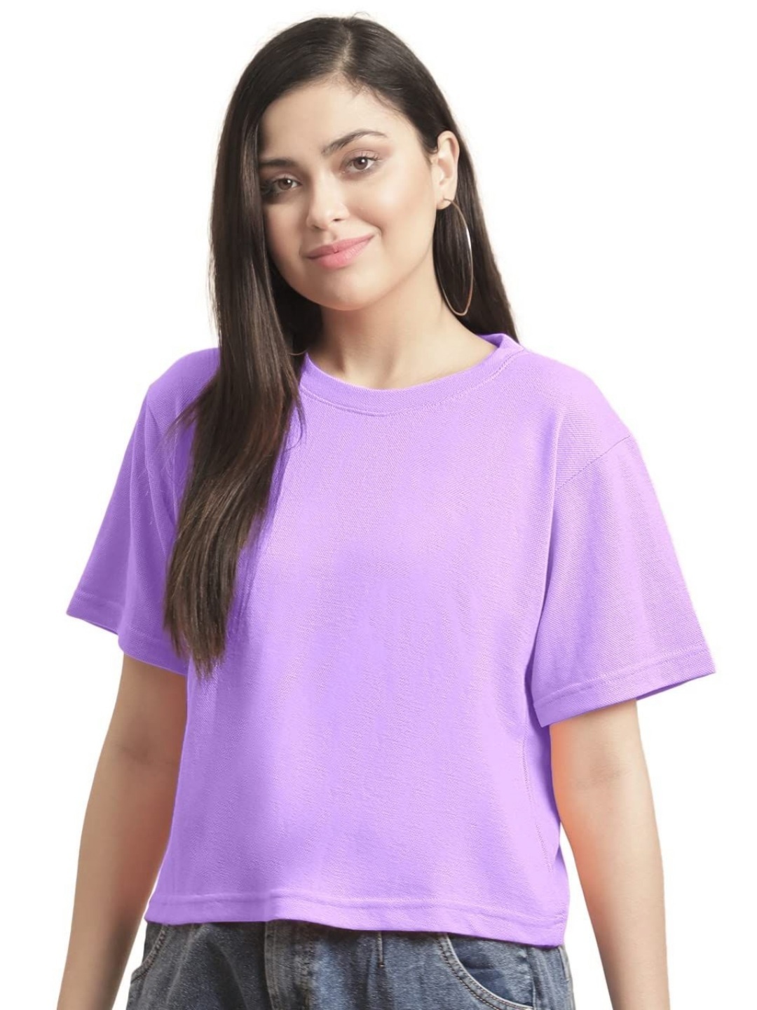 

NOTWILD Women Drop-Shoulder Sleeves Cut Outs T-shirt, Lavender