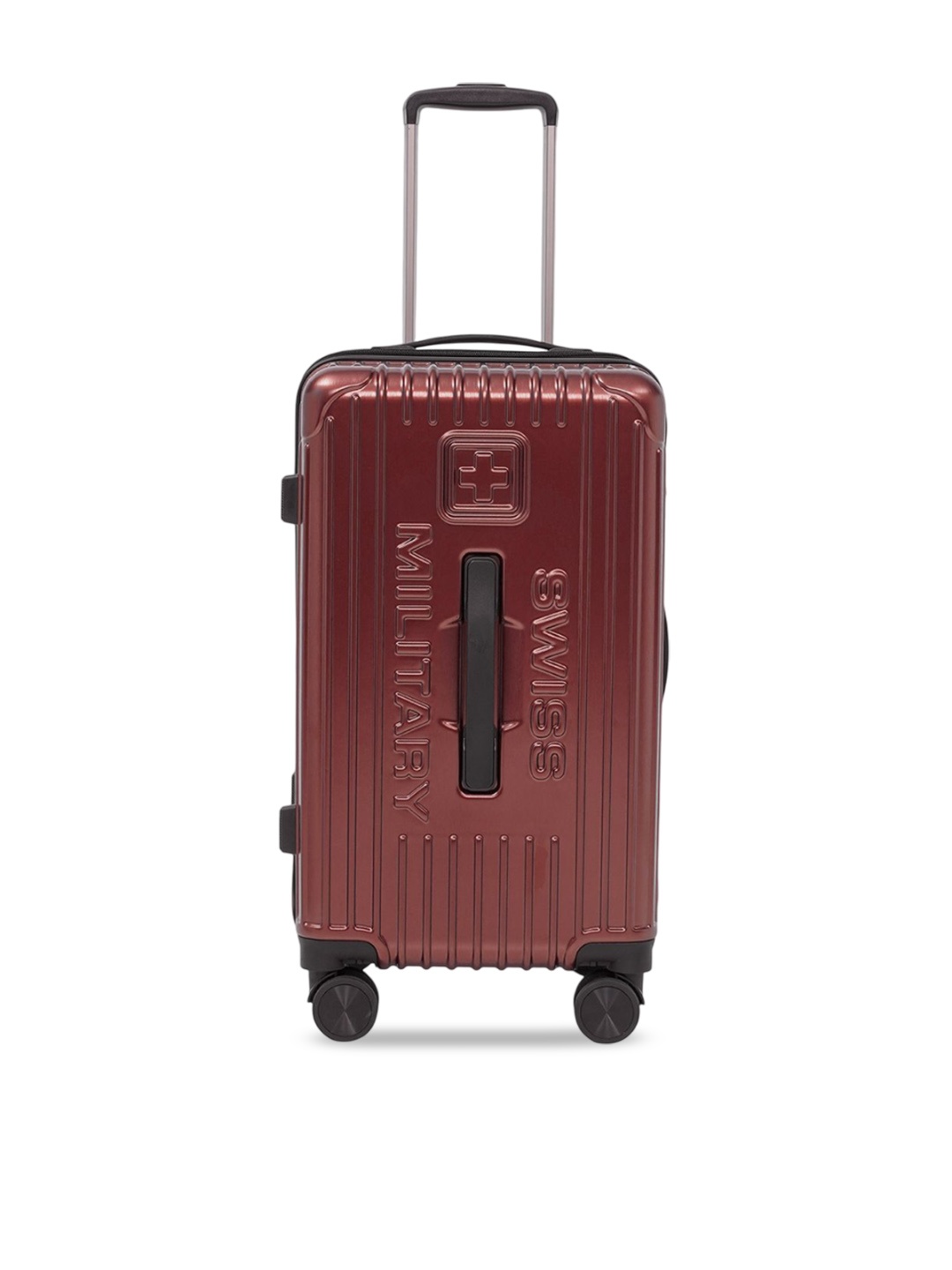 

SWISS MILITARY Textured Hard-Sided Medium Trolley Suitcase, Maroon