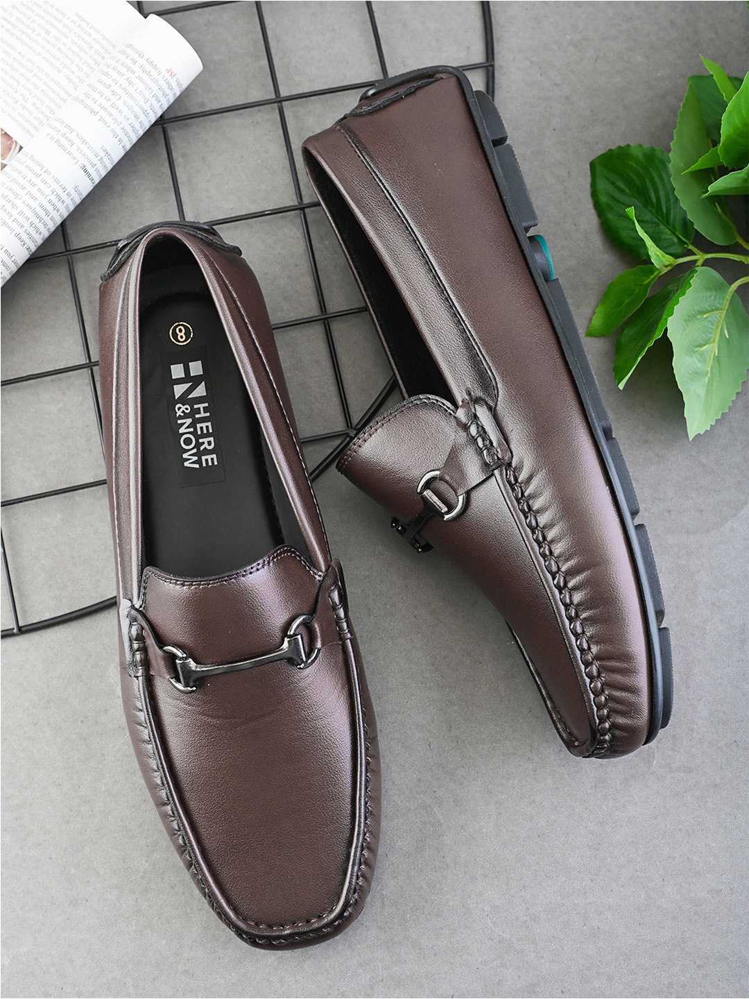 

HERE&NOW Men Nubuck Driving Shoes, Brown
