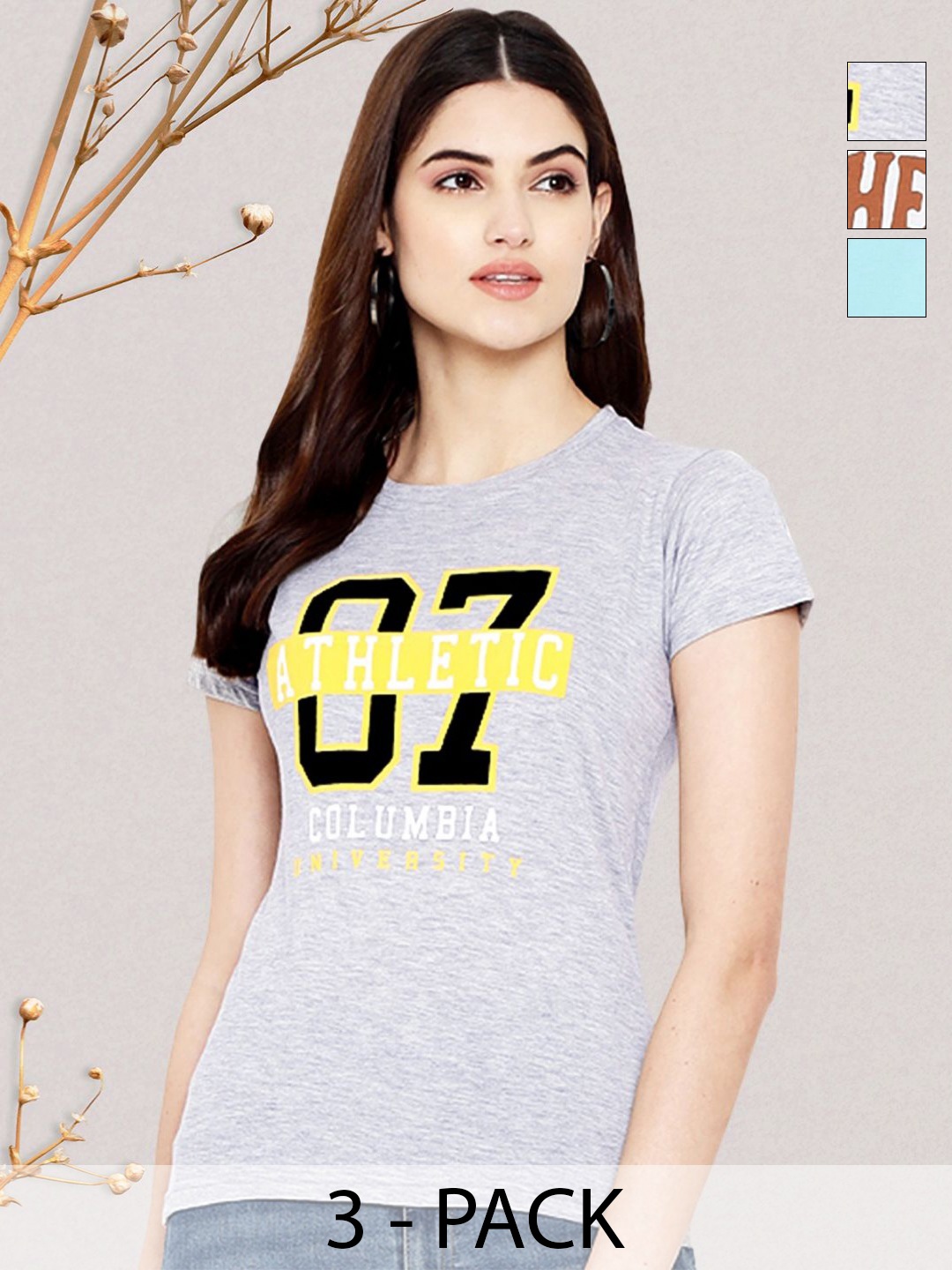 

GLOBAL NOMAD Women Typography 3 Printed Applique T-shirt, Multi
