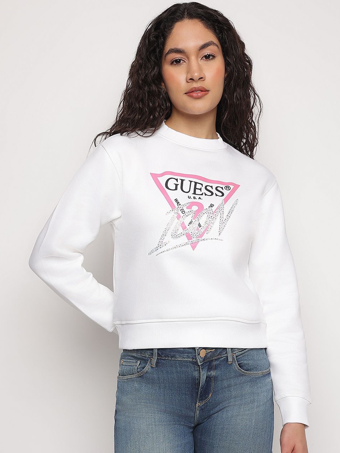 

GUESS Women Printed Sweatshirt, White