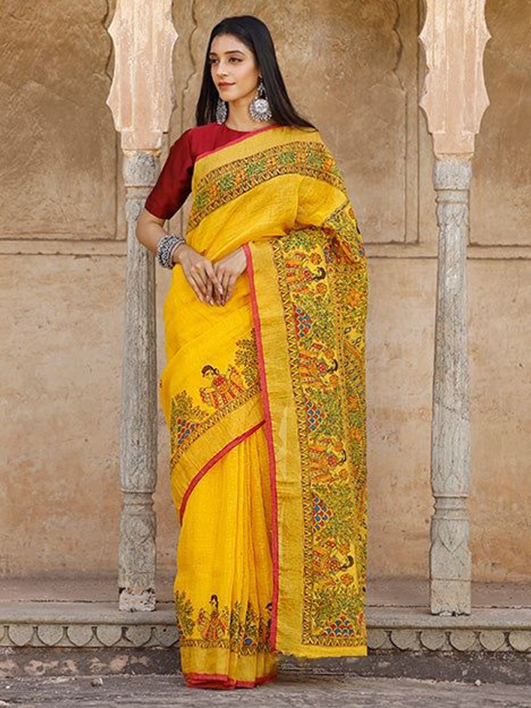 

Iris Ethnic Motifs Pure Cotton Saree, Yellow