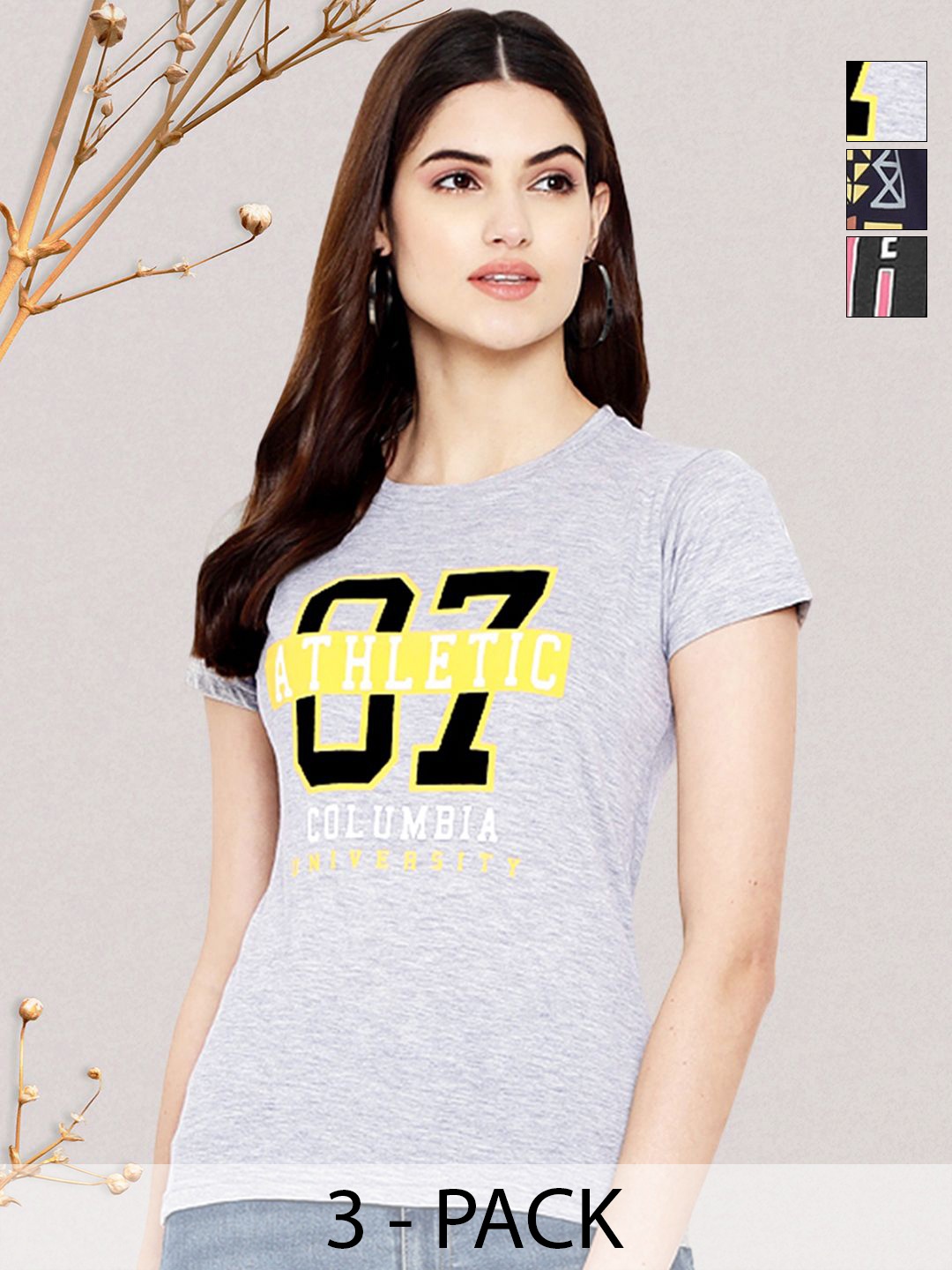 

GLOBAL NOMAD Women Typography 3 Printed Applique T-shirt, Multi