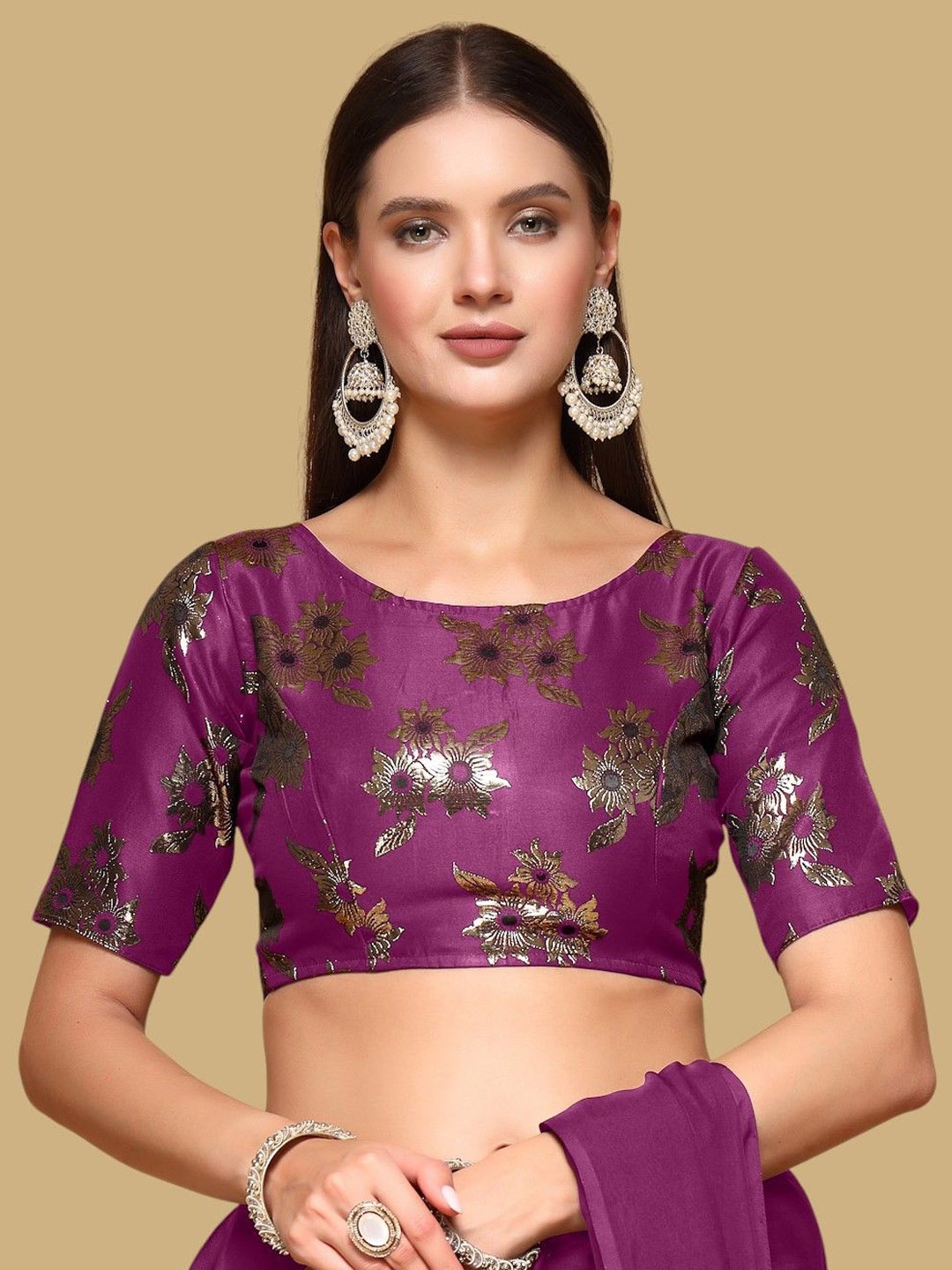 

Oomph! Women Woven Design Saree Blouse, Purple