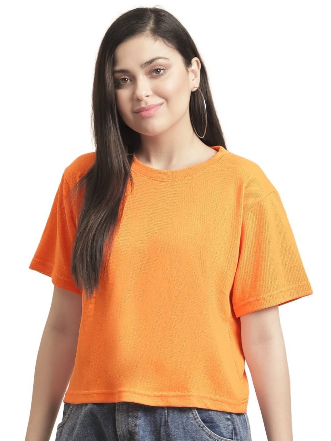

NOTWILD Women Extended Sleeves Pockets T-shirt, Orange