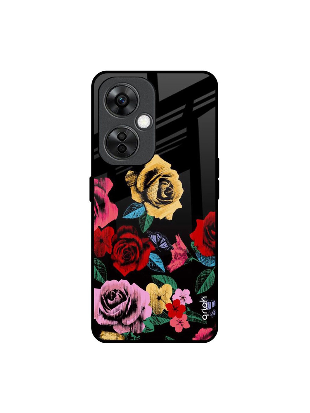 

QRIOH Floral Printed OnePlus Nord CE 3 Lite 5G Back Case Mobile Accessories, Black