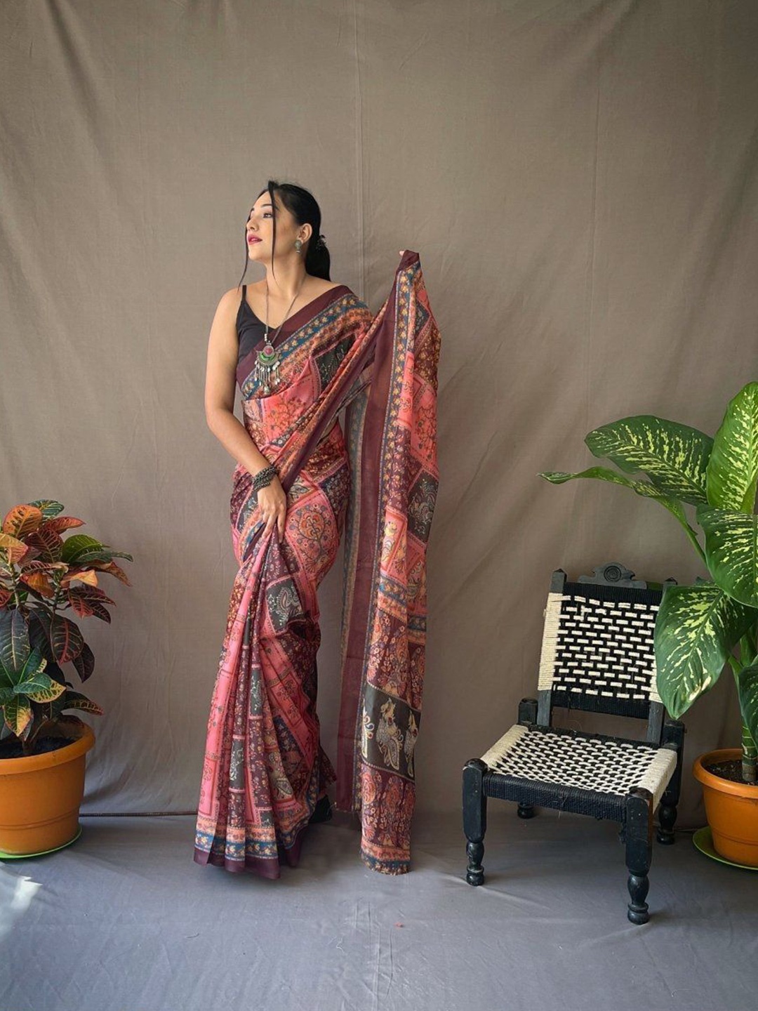 

Iris Ethnic Motifs Pure Cotton Saree, Pink