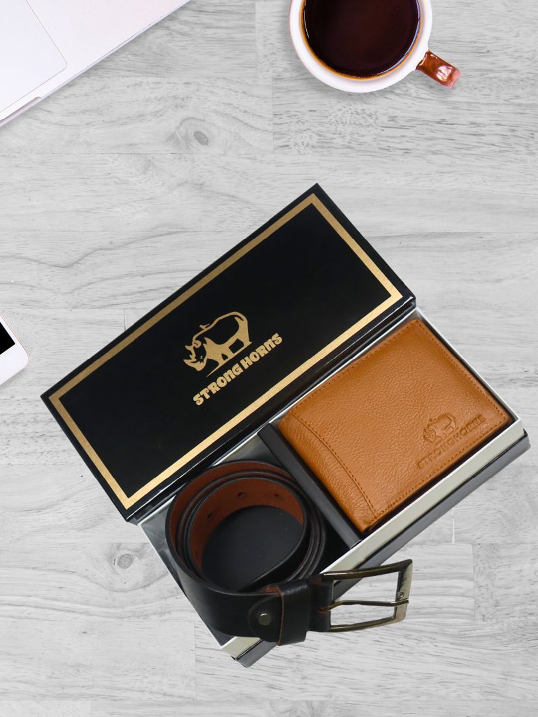 

STRONG HORNS Men Accessory Gift Set, Tan