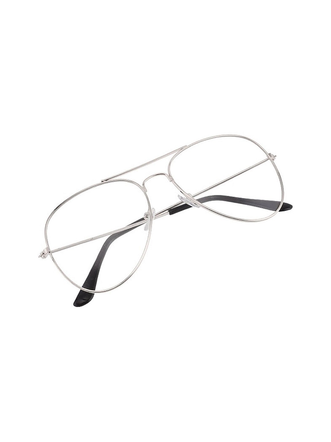 

FUNGLASSES Unisex Aviator Silver-Toned Sunglasses, Transparent