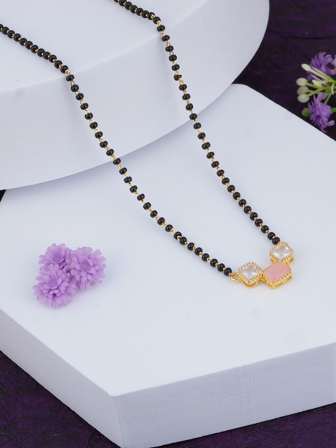 

MAIRA Swiss 939 Sterling Silver Gold-Plated Crystals & Zircon Studded Mangalsutra