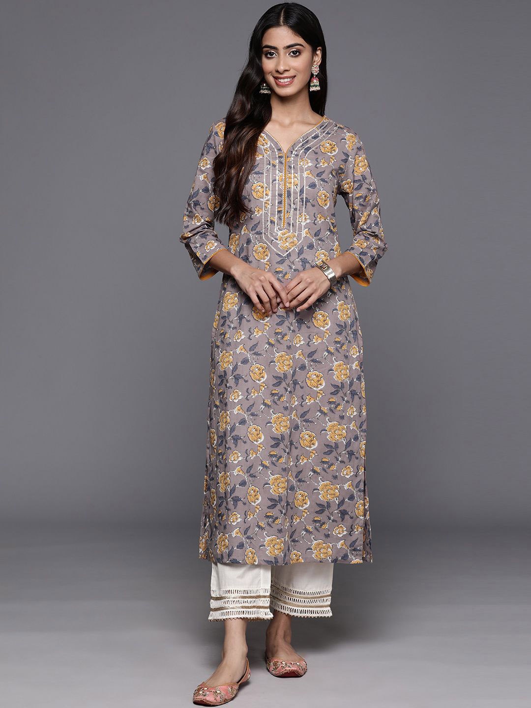 

DIVASTRI Women Floral Printed Floral Kurta, Mauve