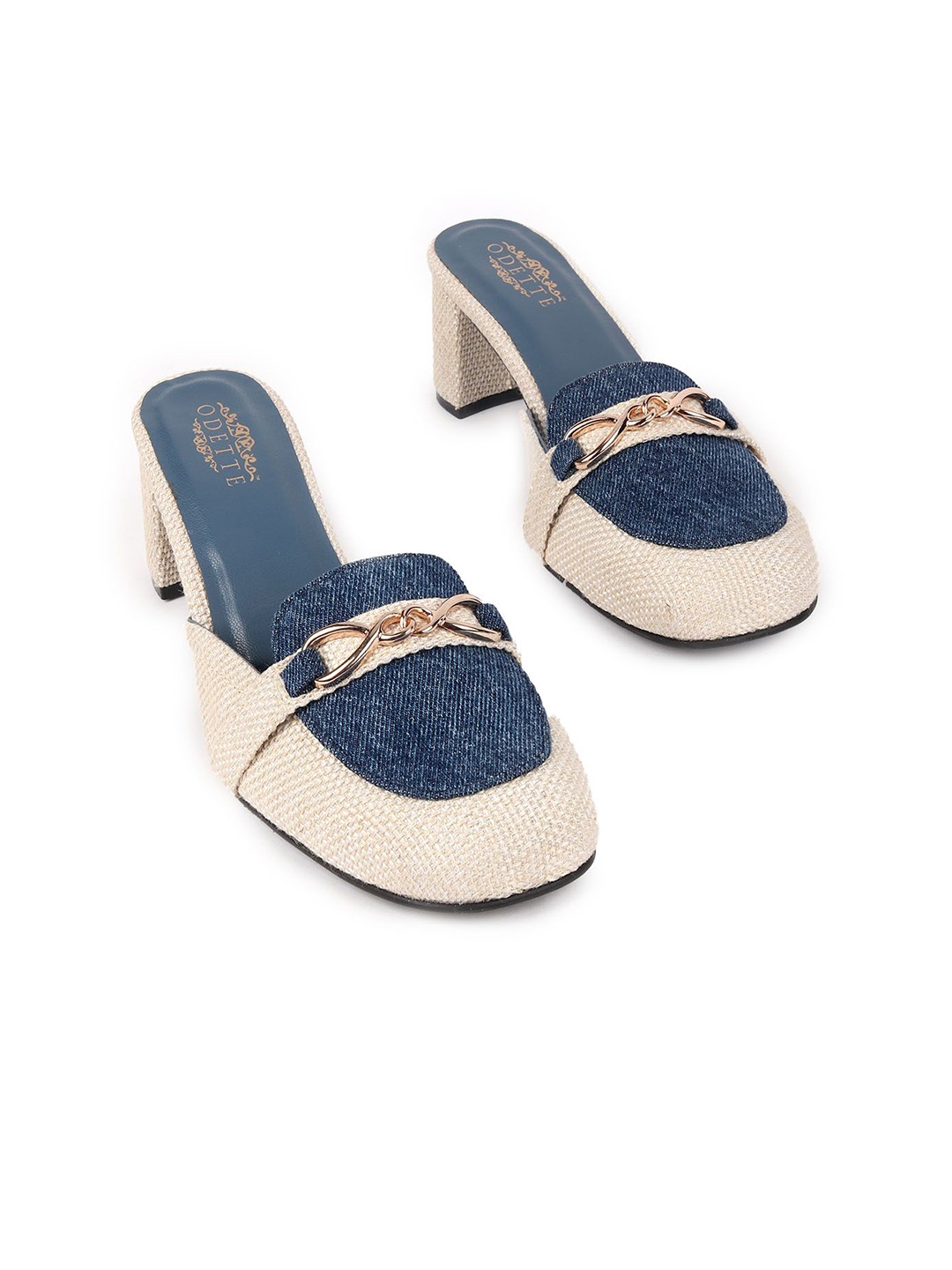 

ODETTE Women Round Toe Block Mules, Blue