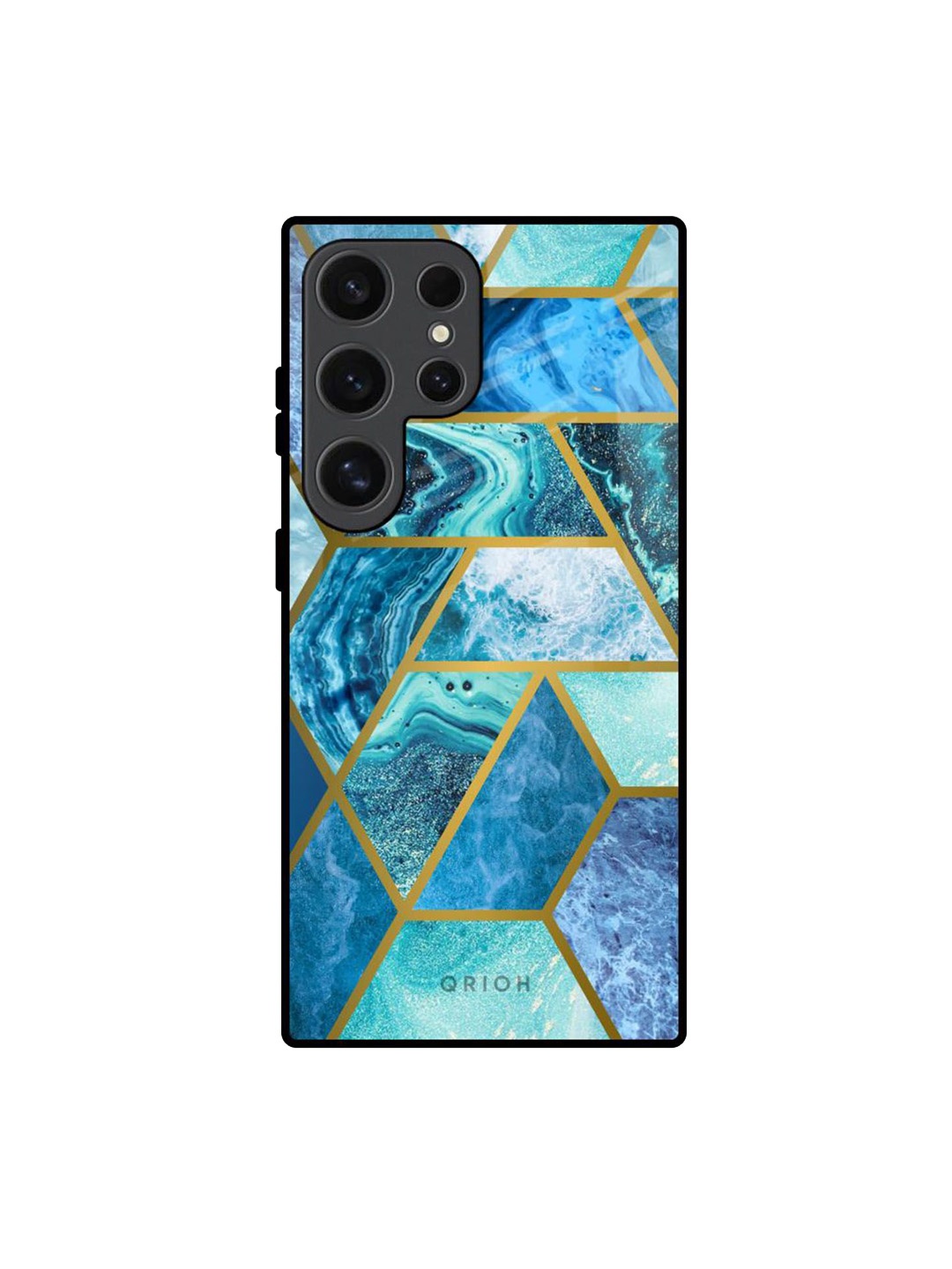 

QRIOH Geometric Printed Samsung Galaxy S24 Ultra 5G Back Case Mobile Accessories, Turquoise blue