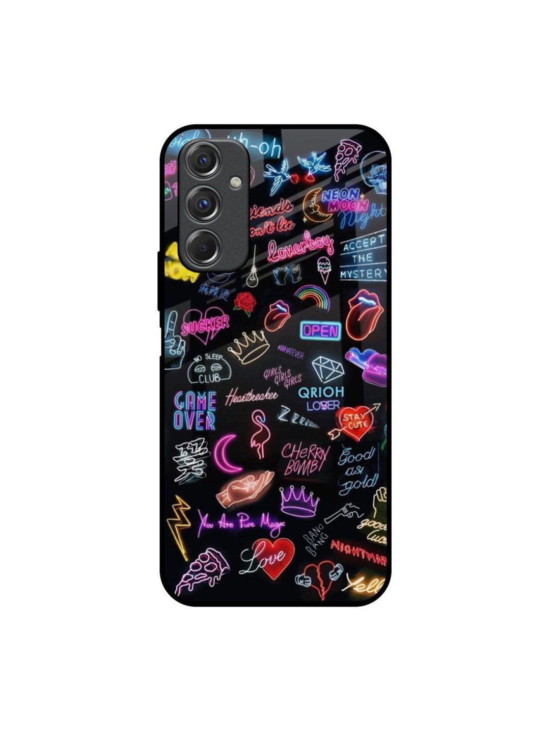 

QRIOH Quirky Printed Samsung Galaxy F34 5G Back Case Mobile Accessories, Black