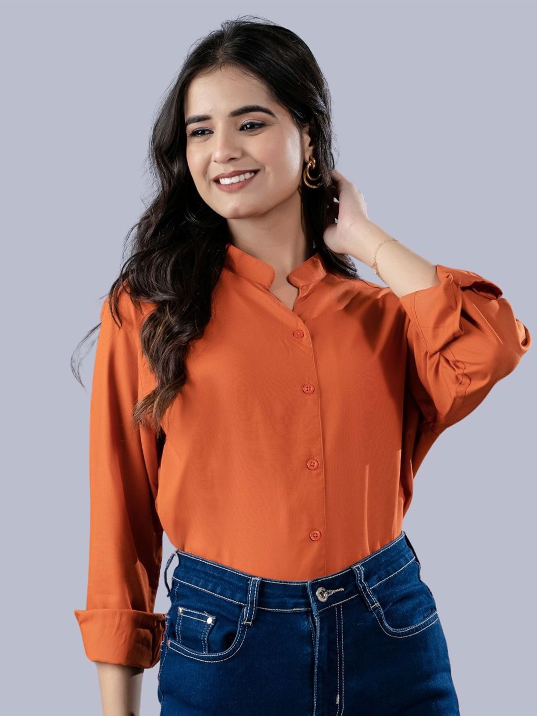 

GiftyBasket Women Opaque Casual Shirt, Orange