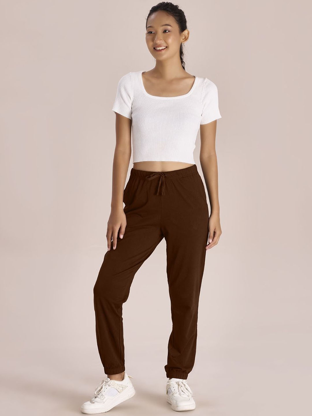 

Go Colors Women Relaxed Joggers Trousers, Brown