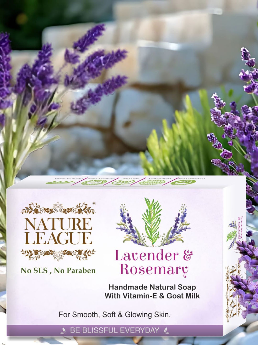 

NATURE LEAGUE Set Of 12 Lavender & Rosemary Nourishing Natural Soap - 100 g Each