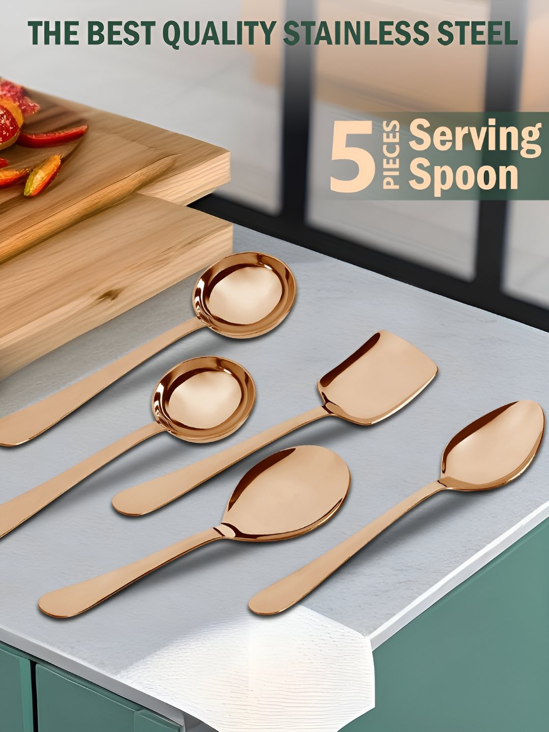 

Parage 5 Pieces Rose Gold Stainless Steel Serving Spoon