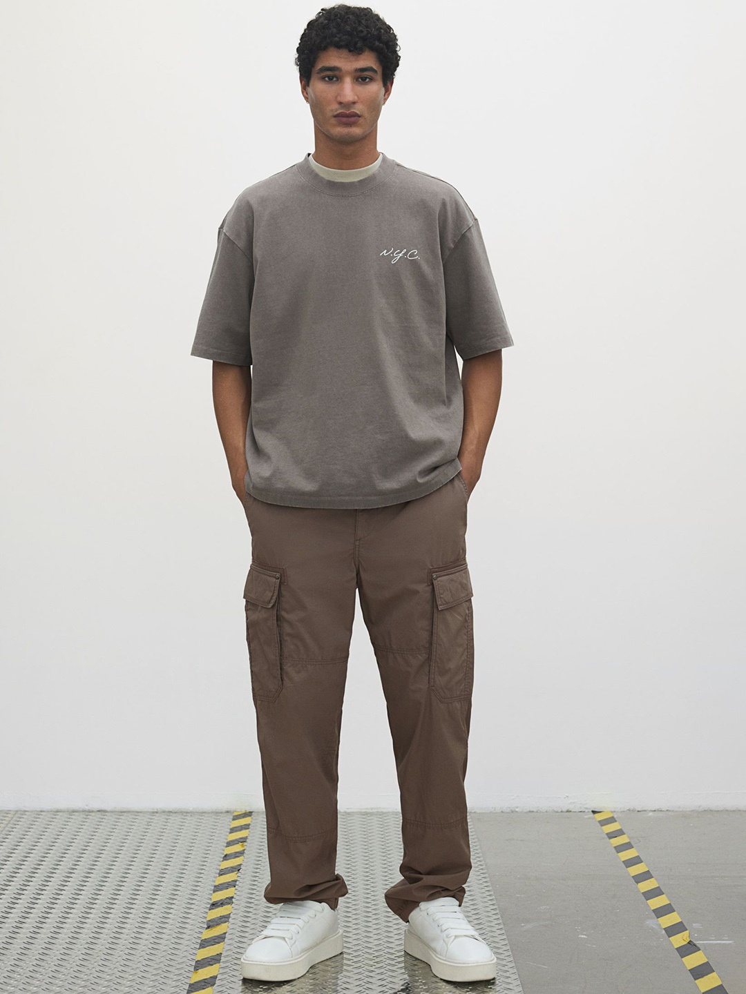 

H&M Relaxed Fit Cargo Trousers, Beige
