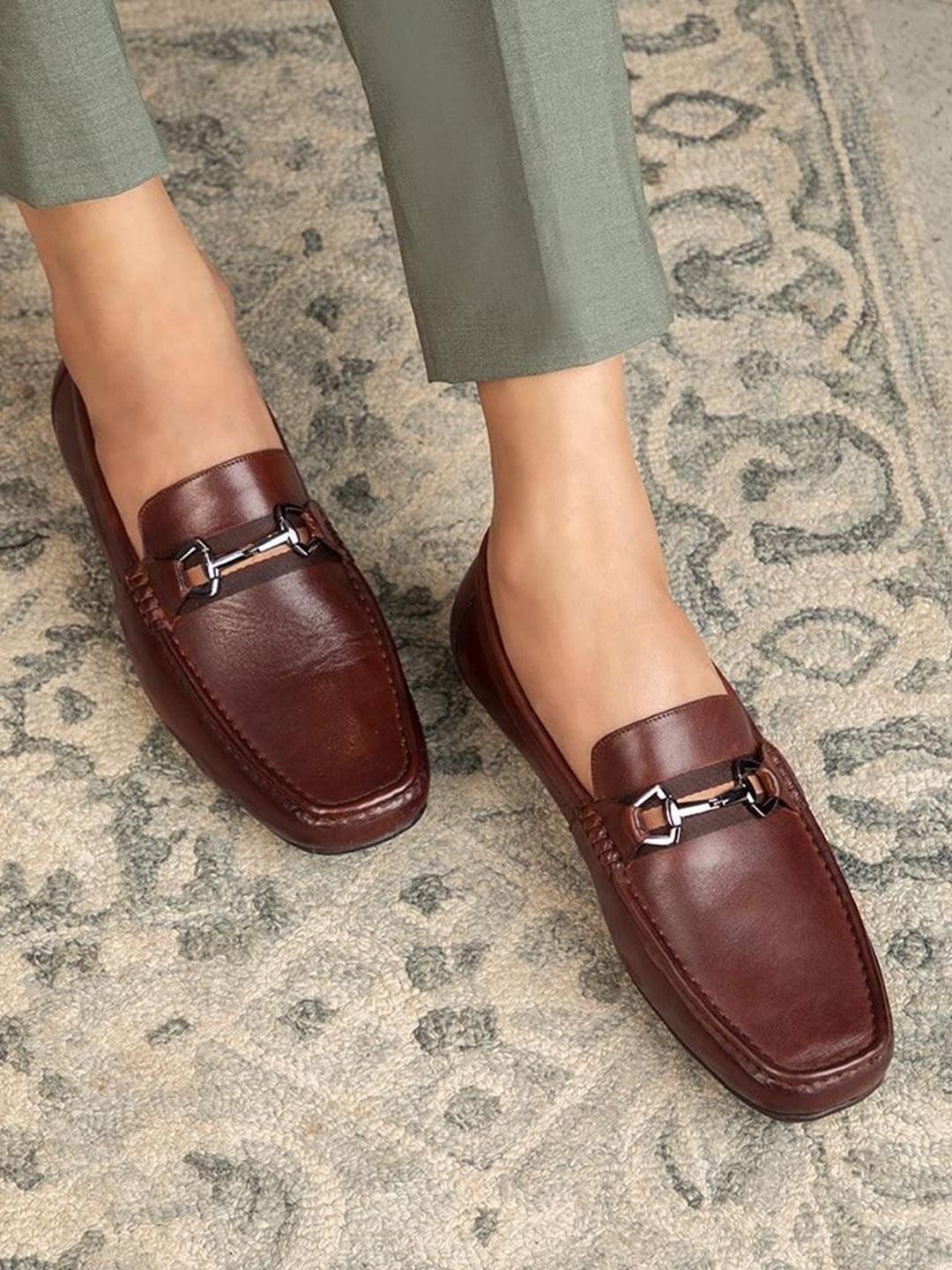 

Tresmode The Ondrive Brown Men's Leather Driving Loafers