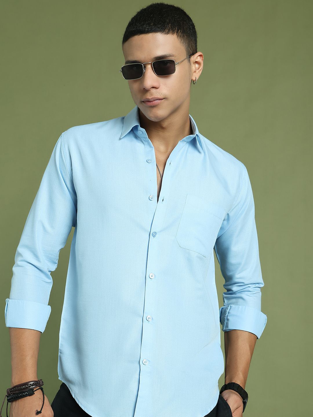 

Indian Needle Men Classic Opaque Casual Shirt, Blue