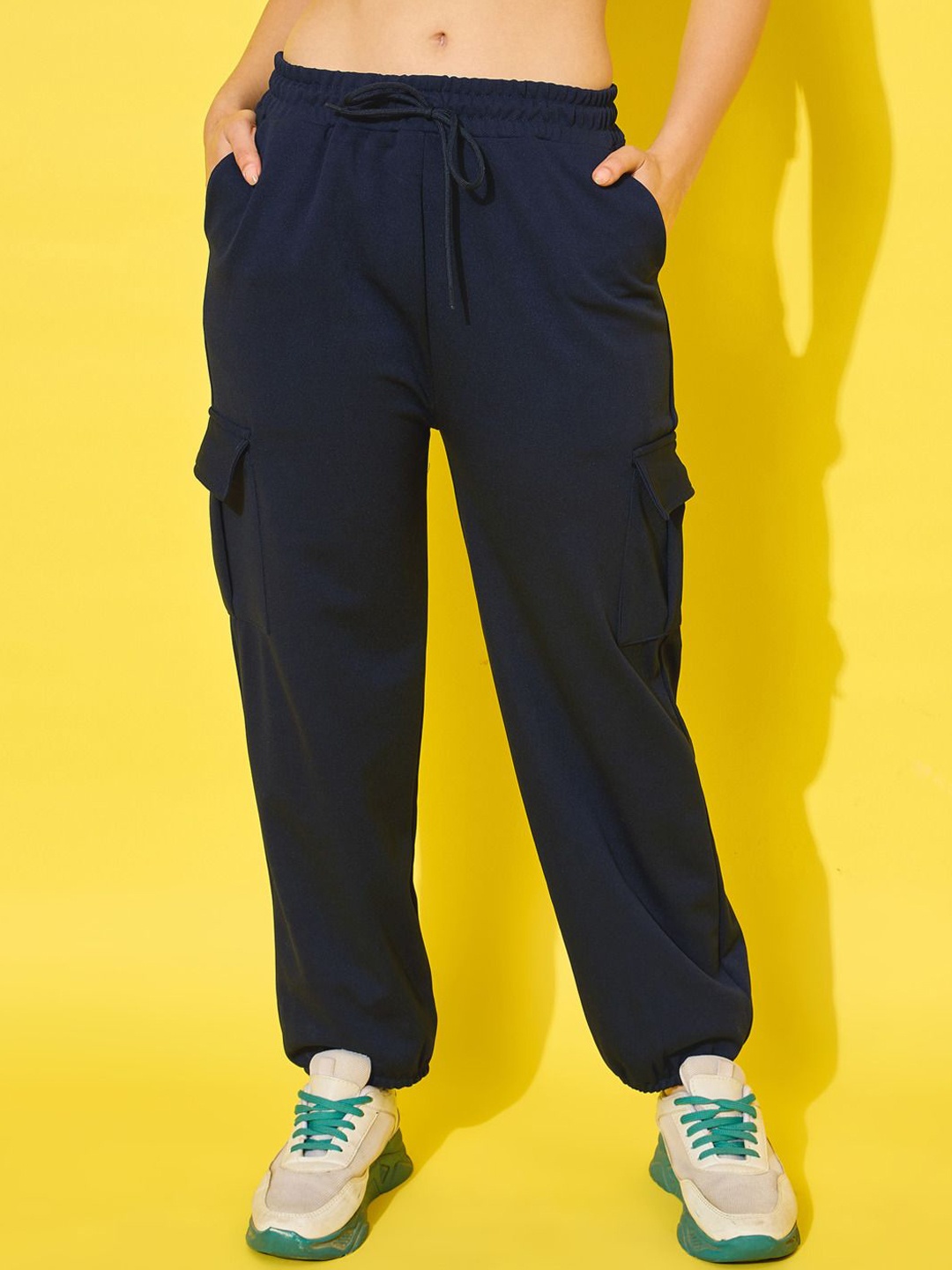 

BUY NEW TREND Women Relaxed Cargo Trousers, Navy blue
