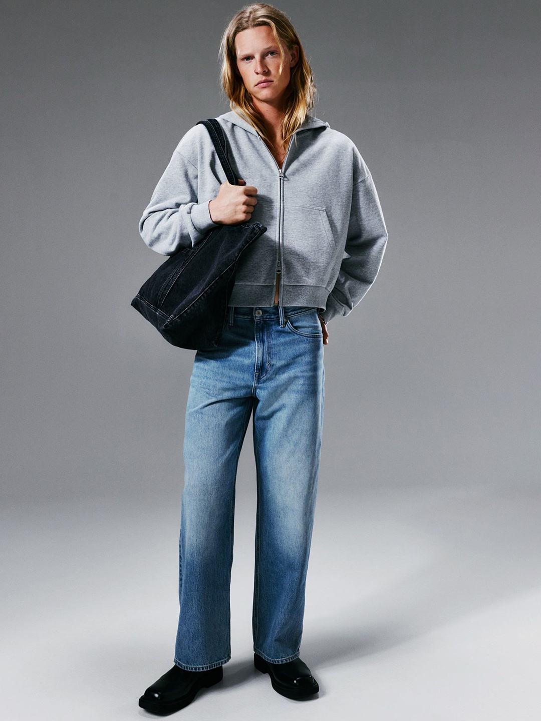 

H&M Loose Straight High Jeans, Blue