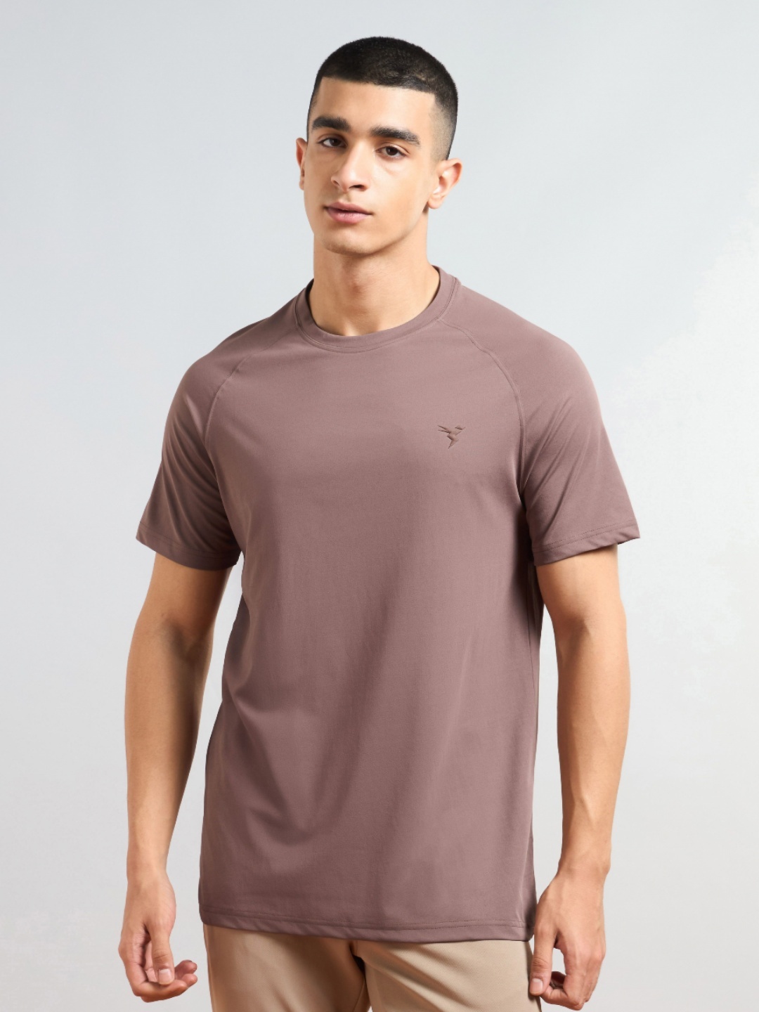 

Technosport Men Antimicrobial Slim Fit T-shirt, Brown
