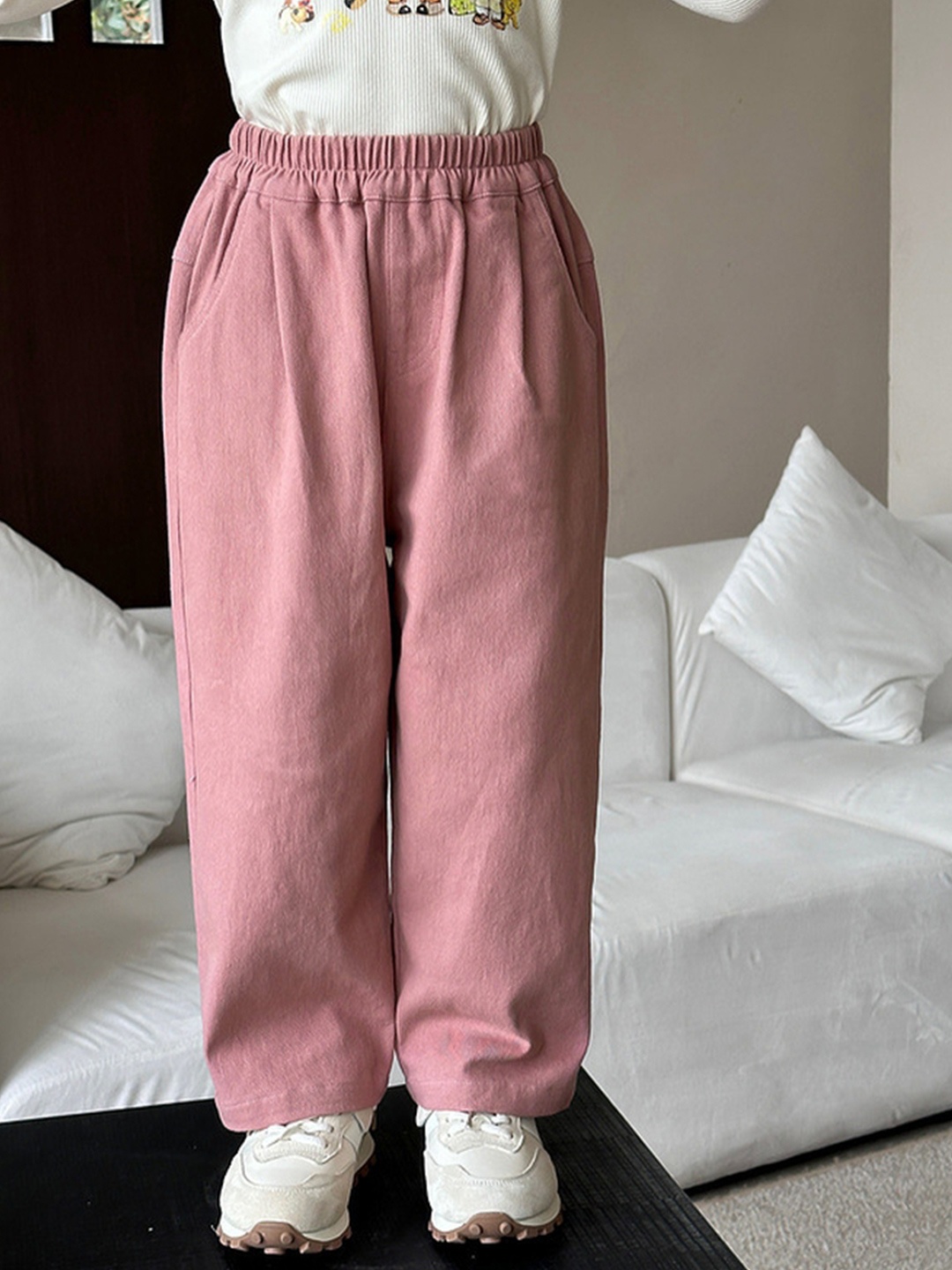 

LULU & SKY Girls Straight Fit Trousers, Pink