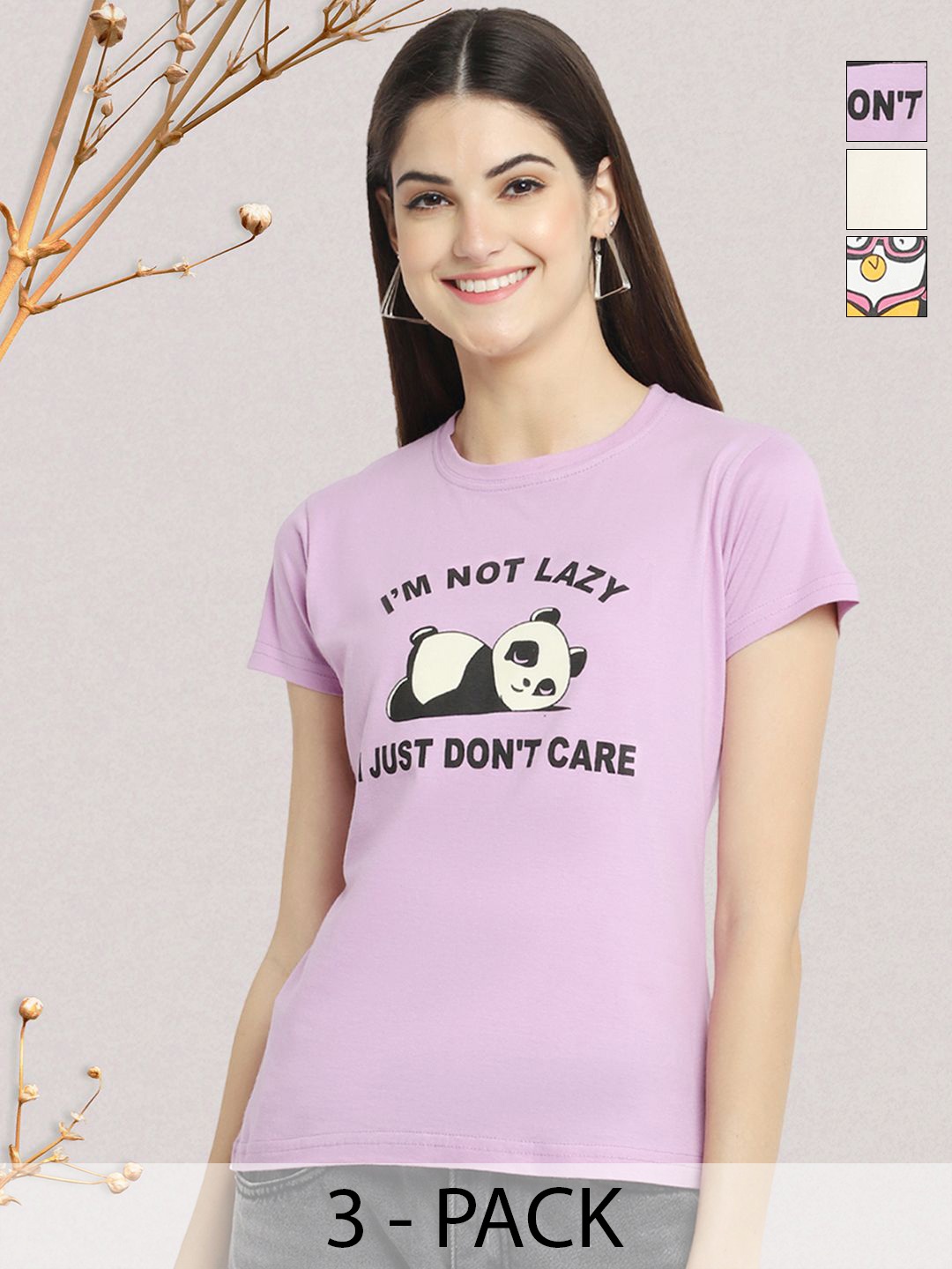 

GLOBAL NOMAD Women Typography 3 Printed Applique T-shirt, Multi