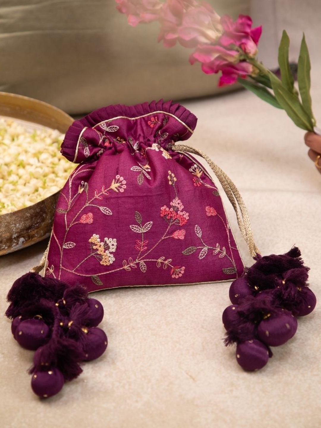 

AMYRA Floral Structured Handheld Bag, Purple
