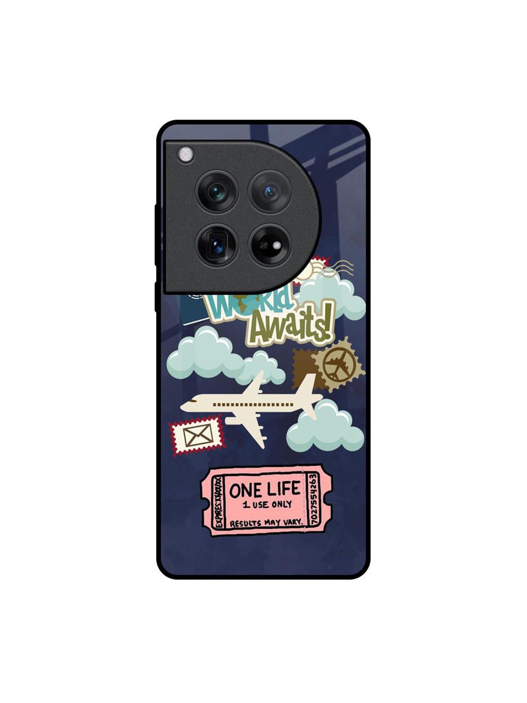 

QRIOH Floral Printed Oneplus 12 Back Case Mobile Accessories, Navy blue