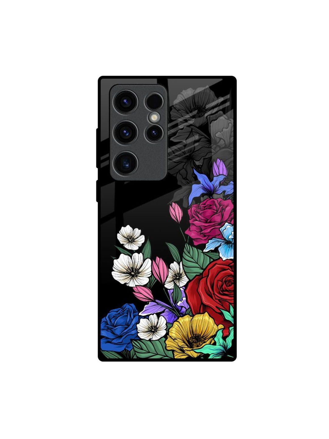 

QRIOH Floral Printed Samsung Galaxy S23 Ultra 5G Back Case Mobile Accessories, Black
